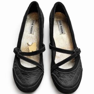 Steve Madden Mary Jane Ballet Flats Quilted Crisscross Black Women’s 10 NWOT